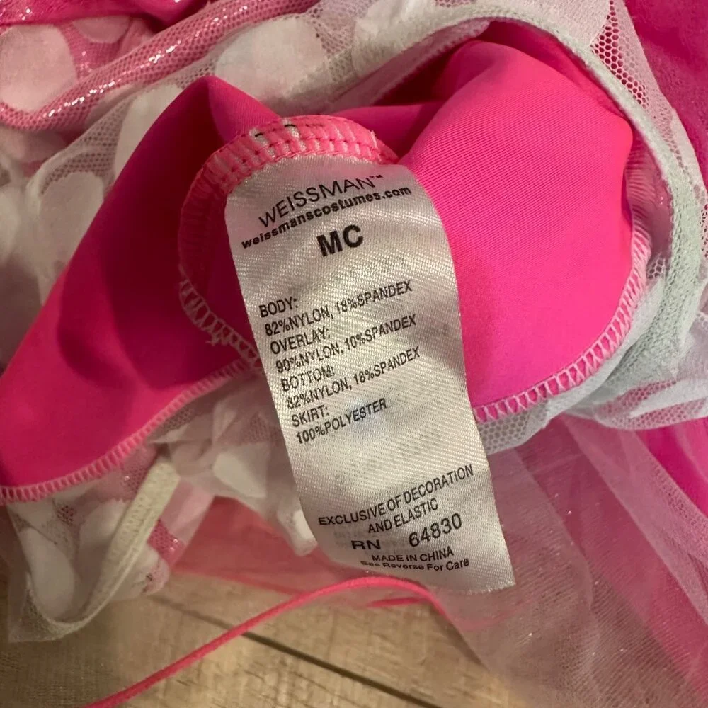 WEISSMAN MEDIUM CHILD PINK AND WHITE COMPETITION DANCE COSTUME TAP JAZZ HIP HOP